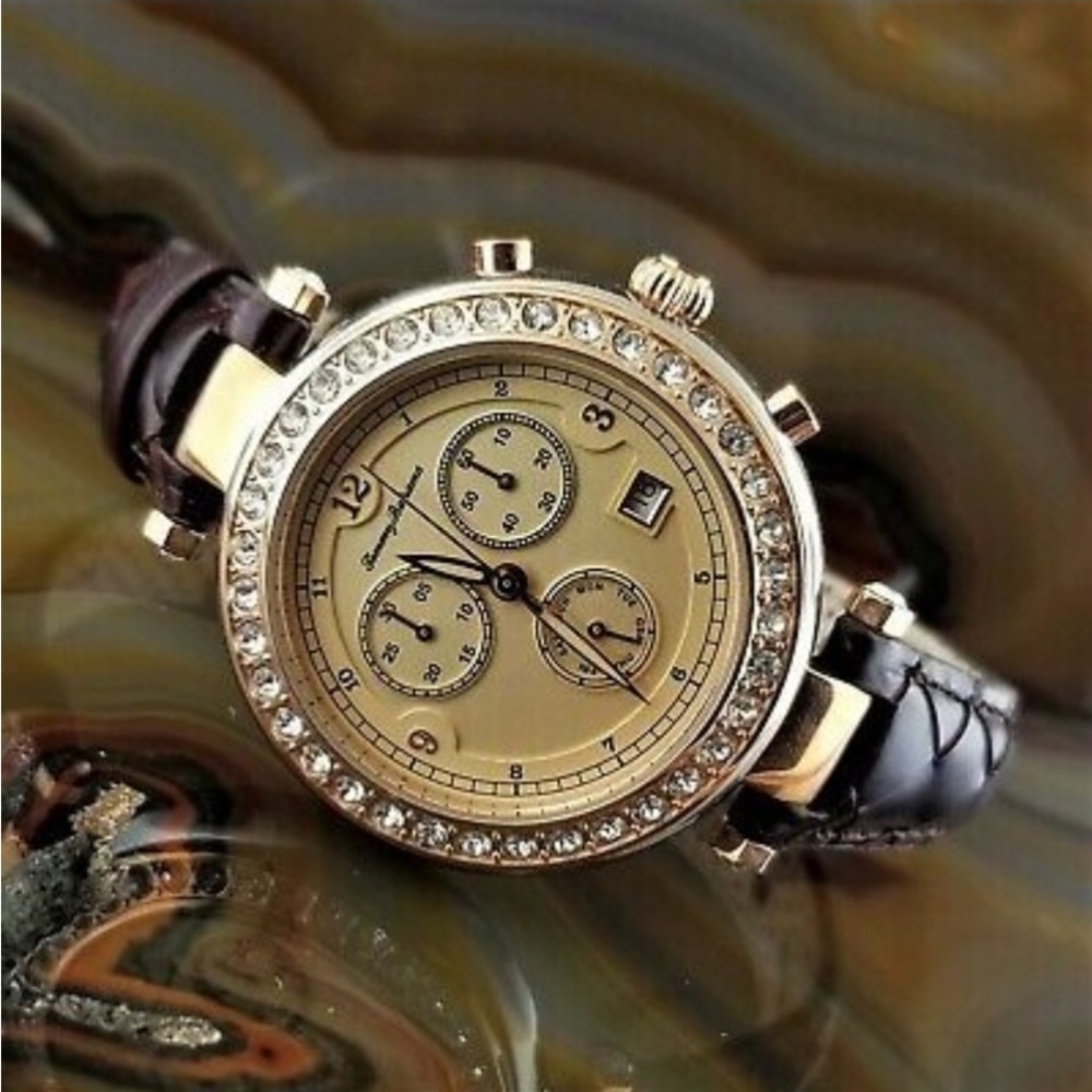 Tommy Bahama rose gold Swarovski crystal chronograph watch